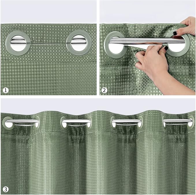MitoVilla No Hooks Needed Small Stall Shower Curtain Liner Set 36 x 74 - Image 4
