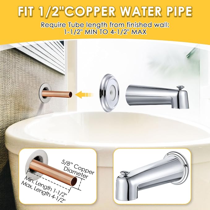 Enhon 7 Inch Slip on Tub Spout - Image 4