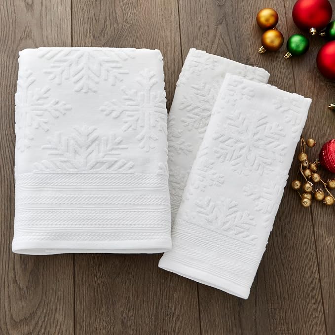 SKL Home Christmas/Winter Subtle Snowflakes Hand Towel 2pc Set - Image 6