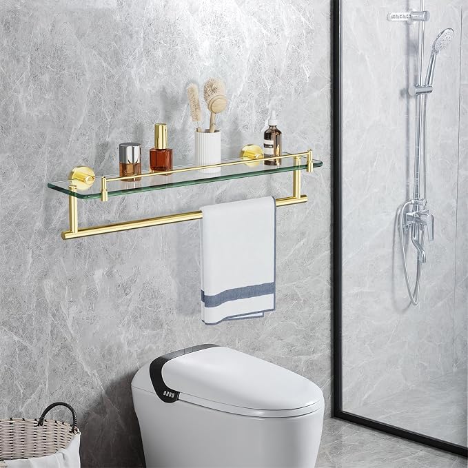 Towel Rack with Tempered Glass Shelf - Image 2