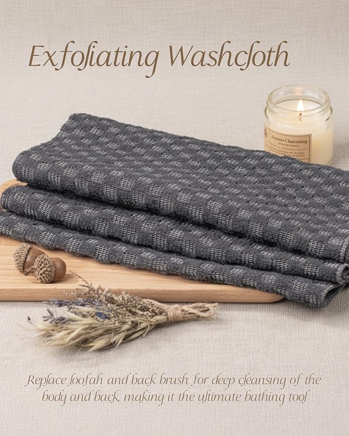 Yiclick Exfoliating Washcloth Towel, Back Scrubber - Image 2