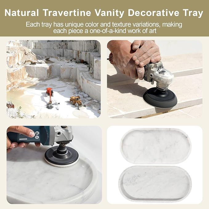 Natural Marble Tray for Vanity, Decorative Tray for Perfume, Coffee Table - Image 3