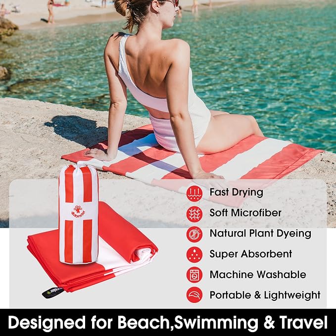 4Monster Microfiber Beach Towel Quick Dry, Super Absorbent Lightweight Travel - Image 2