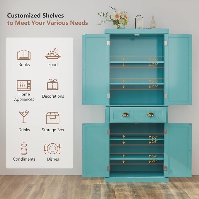 72" Kitchen Pantry, Tall Storage Cabinets - Image 7