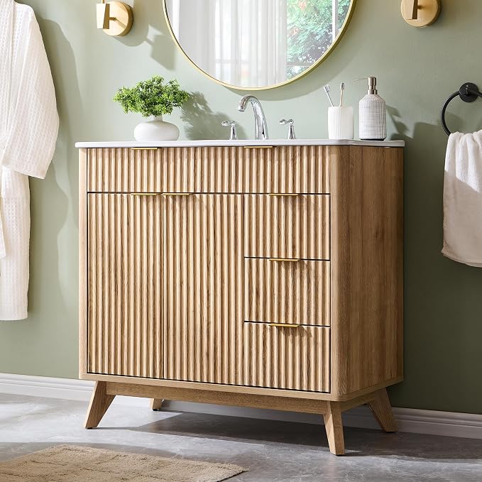 T4TREAM 36" Fluted Bathroom Vanity by T4TREAMFurniture