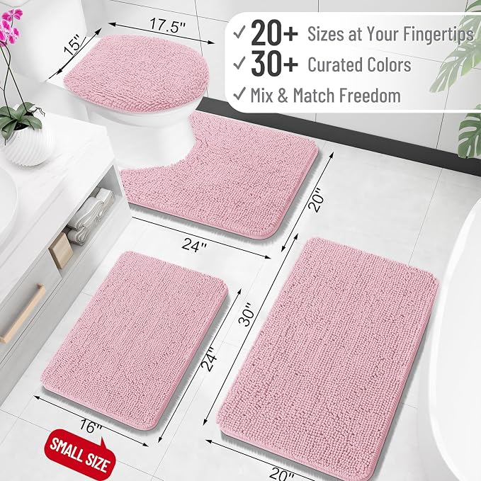 OLANLY Bathroom Rugs 24x16, Extra Soft Absorbent Chenille Bath Rugs, Rubber - Image 2