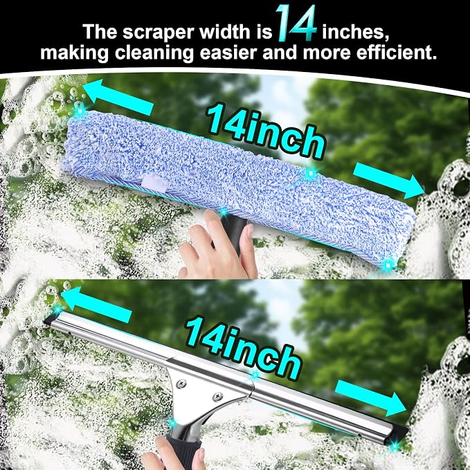2Pack 14-Inch Multifunctional Rust Proof Window Cleaning Kit. Squeegee - Image 3