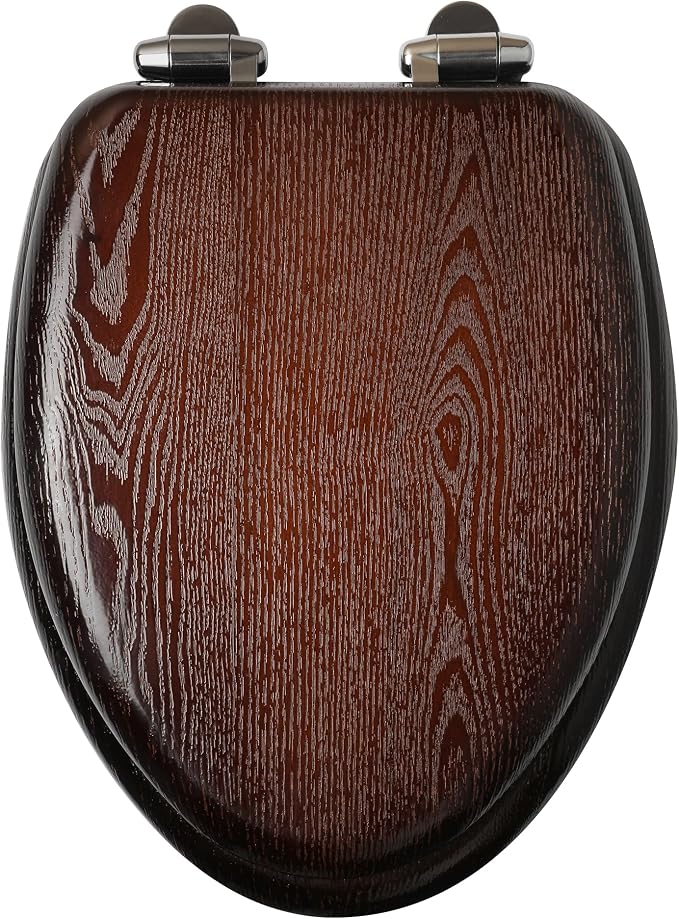 Elongated Toilet Seat Soft Close, Wood Oval Toilet Lid - Image 8
