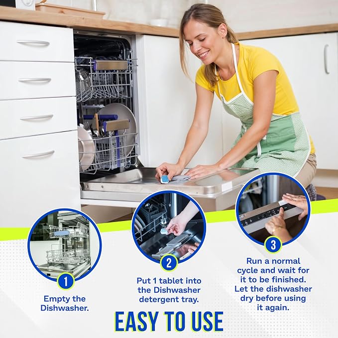 Dishwasher Cleaner and Deodorizer Tablets 26-Pack, Deep Cleaning Descaler - Image 2