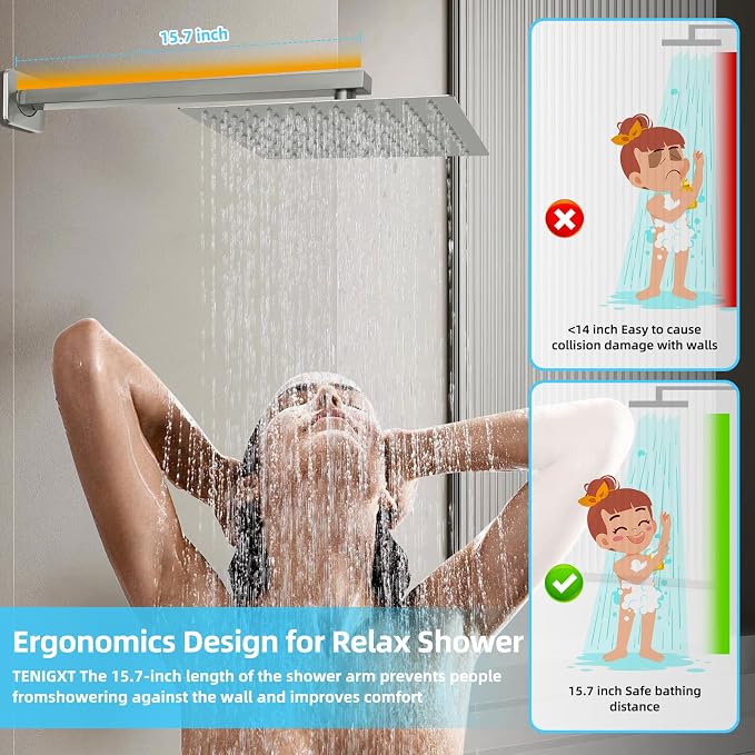 Bathroom Shower Faucet Set，10 Inch Rain Shower Head - Image 5