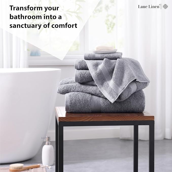 Lane Linen 100% Mercerized Cotton Luxury Bathroom Towels Set - Image 3