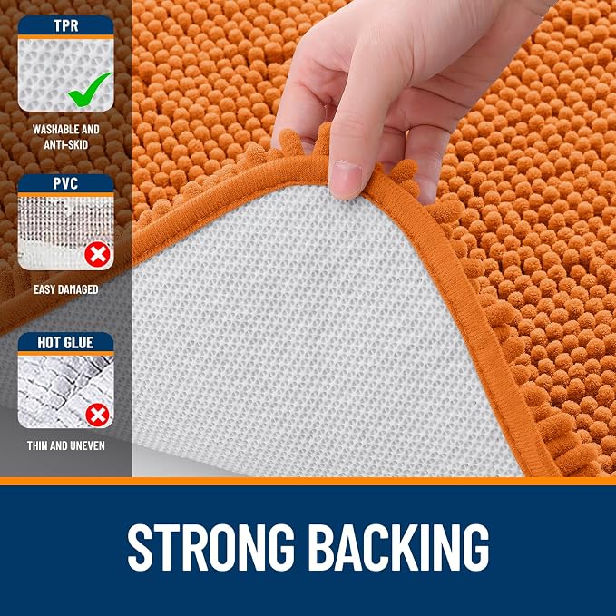 OLANLY Bathroom Rugs 24x16, Extra Soft Absorbent Chenille Bath Rugs, Rubber - Image 6