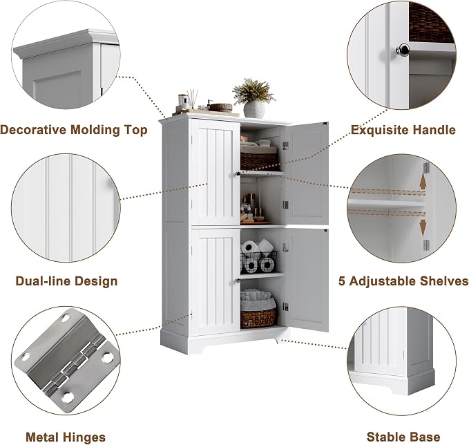 ChooChoo Bathroom Floor Cabinet, Modern Bathroom Storage Cabinet - Image 4