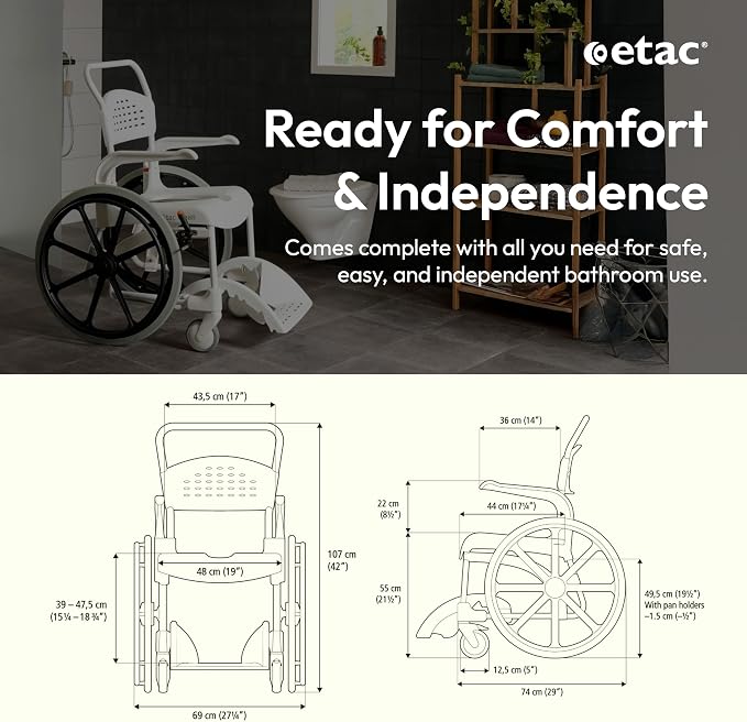 Etac Clean 24" Self-Propelled Shower Chair - Image 3