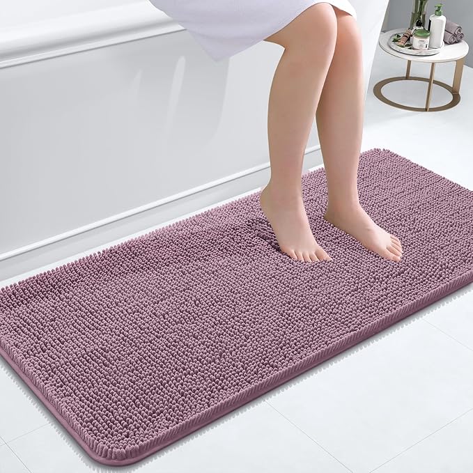 OLANLY Bathroom Rugs 47x20, Extra Soft Absorbent Chenille Bath Rugs, Rubber by OLANLY