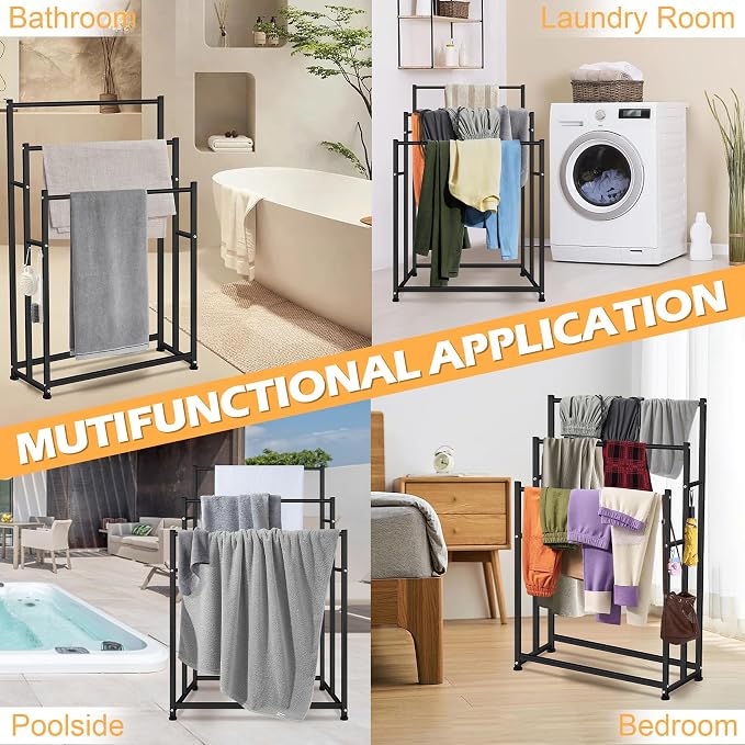 47.6 Inch Tall Free Standing Towel Racks 3 Tier Pool Towel Rack Outdoor - Image 6