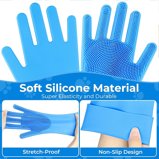 2PCS Dog Washing Gloves and Dog Bath Brush, 2-in-1 pet Shower Set | Suitable - Image 7