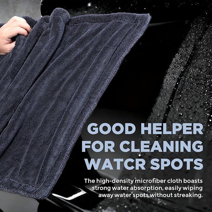 2-Pack 1200GSM Microfiber Car Drying Towels, Extra Large Twisted-Loop Absorbent - Image 3