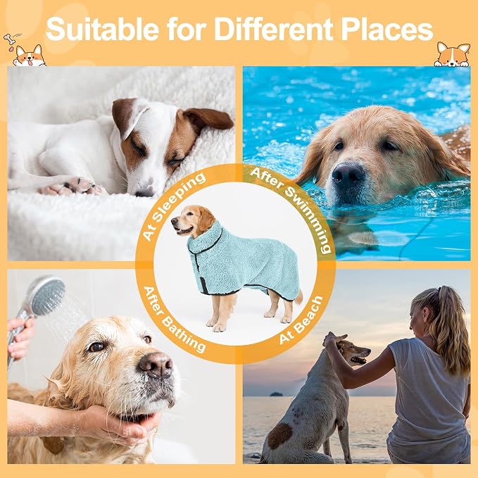 Bienbee Dog Bathrobe, Quick Drying Super Absorbent Dog Robes - Image 6