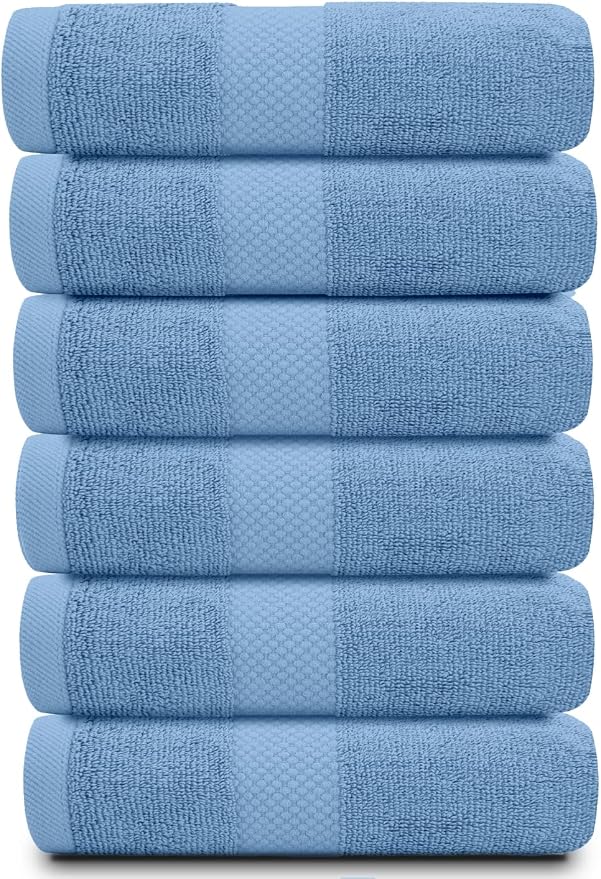 White Classic Luxury Light Blue Hand Towels - Image 2