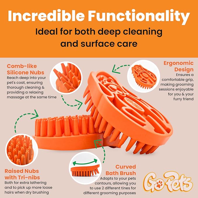 GoPets Curry Comb Bath Brush for Cleaning & Grooming, Silicone Shampoo Scrubber - Image 3