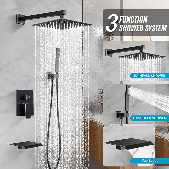 Rain Shower Faucet Set Wall Mounted Rainfall - Image 2