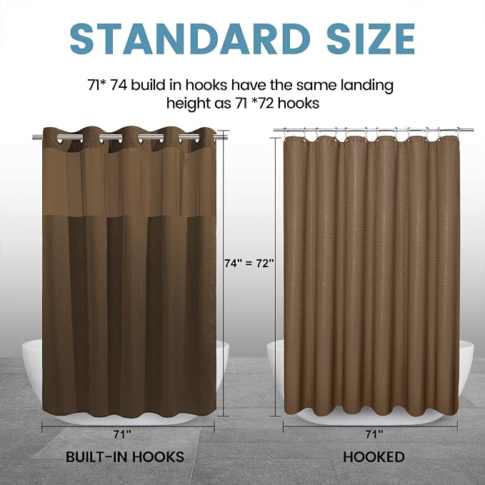 Brown No Hook Shower Curtain - Image 7