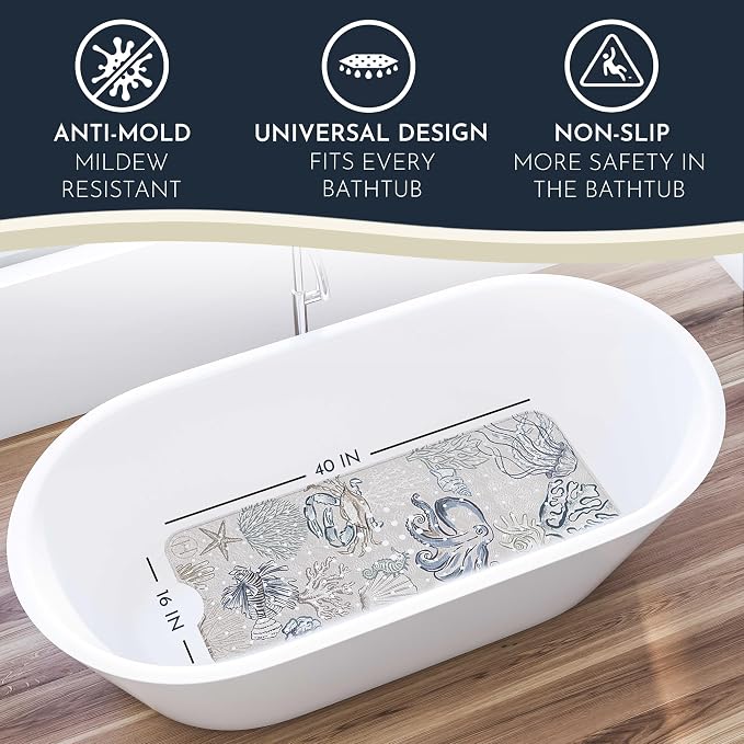 Homerella Baby Bath Tub Mat | Anti Mold Mildew Resistant Non Slip Kids and - Image 2
