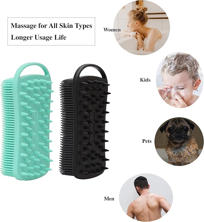 2 PC Silicone Body Scrubber, 2 in 1 Exfoliating Shower Bath Scrubber, Soft - Image 6