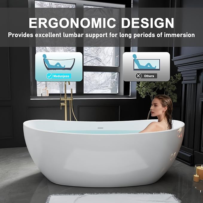 65" Acrylic Freestanding Bathtubs, Stand Alone Tub, Soaking Tubs - Image 6