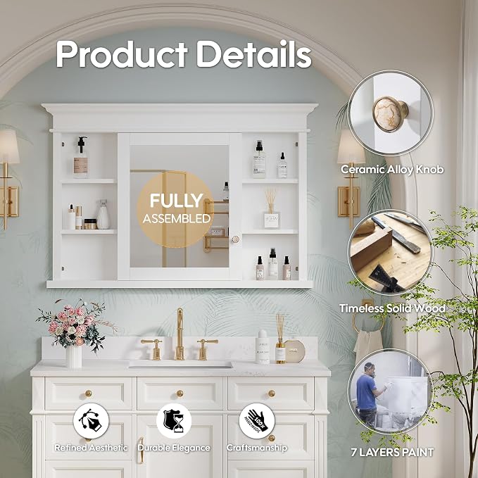 WELLFOR 48"x 32" Bathroom Medicine Cabinet - Image 7