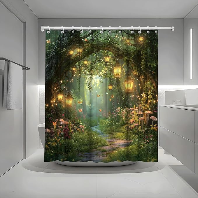 Fantasy Forest Path Shower Curtain Fairy Magical Enchanted Misty Jungle - Image 5