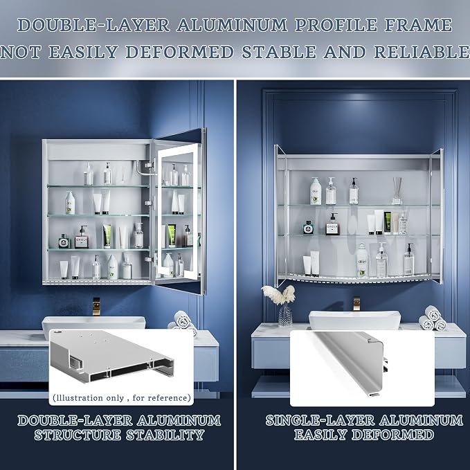ExBrite LED Lighted Bathroom Medicine Cabinet - Image 7