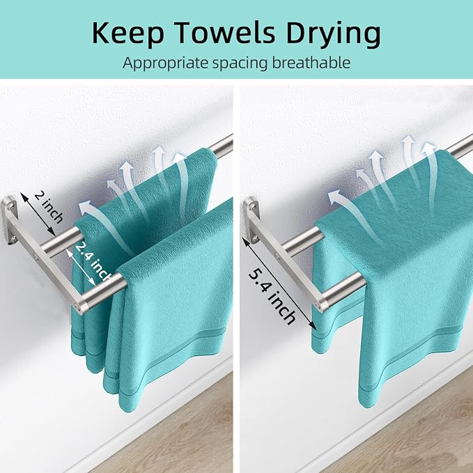 Double Towel Bars, Taaji 24 Inch Bath Towel Rack - Image 2