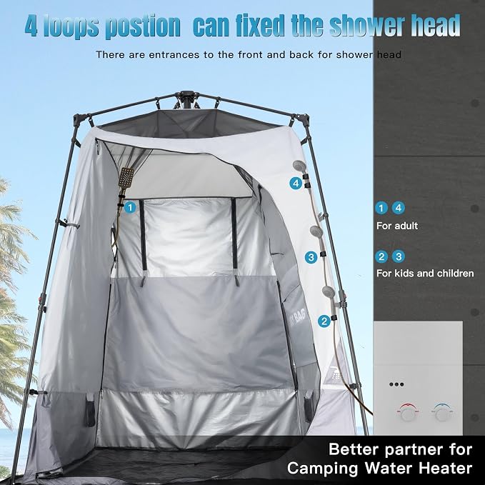 Camping Shower Tent Deluxe Changing Room Easy Set Up Privacy Shelter, Large - Image 8