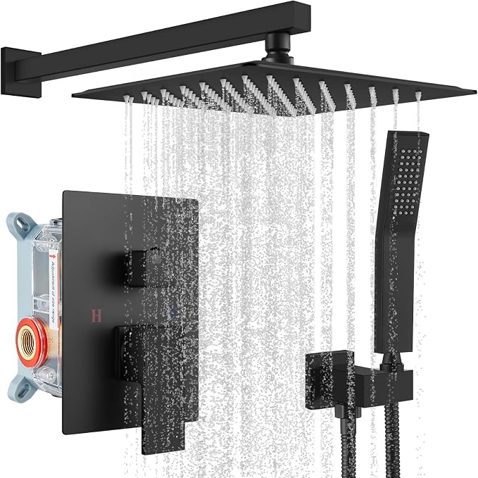 gotonovo Rainfall Bathroom Shower System Rain Shower Head and Handle Set Wall by HOME
