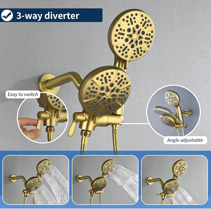 2 Handle Shower Faucet Shower System Complete 2 in 1 Shower Combo Set - Image 3