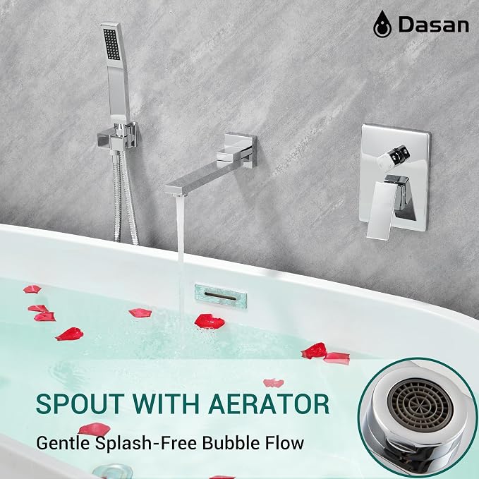 DASAN Swiveling Wall Mount Tub Filler Faucet Set - Image 2
