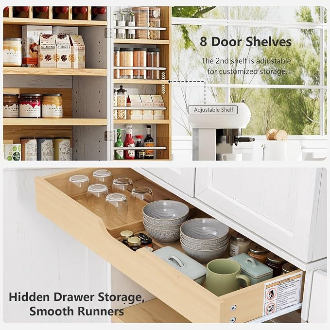 78.2" Tall Kitchen Pantry Cabinet - Image 6