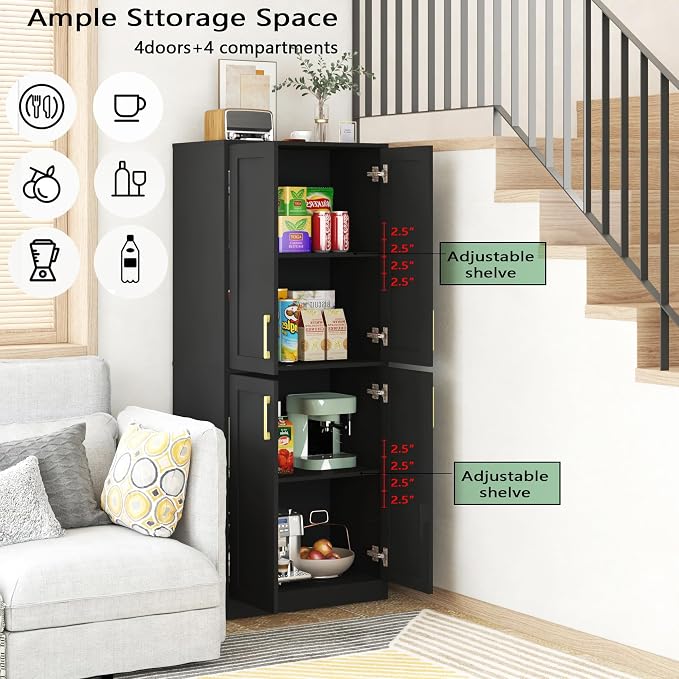 Tall Storage Cabinet with Doors & Shelf - Image 4