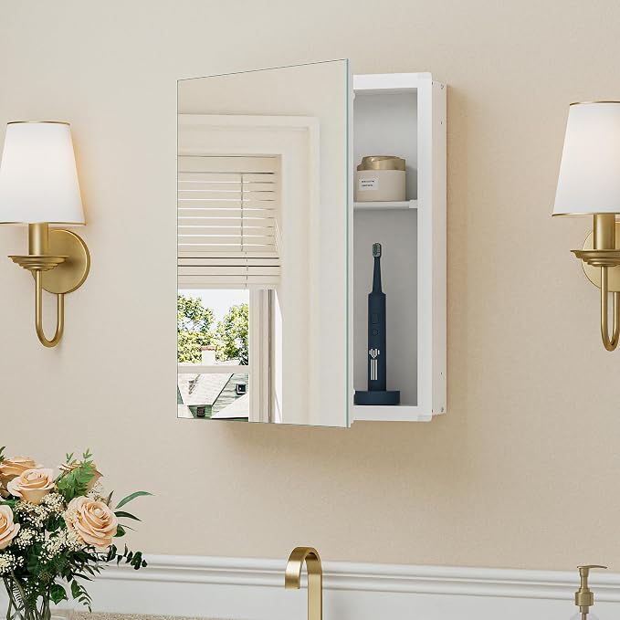 Keonjinn Small-Sized White Medicine Cabinet 14.5 x 18.5 Inch, One Shelf Only by Keonjinn