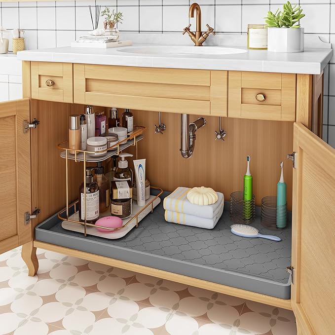 Jin&Bao Waterproof Under Sink Mat 40" x 19", Thick Silicone Mat Cabinet - Image 5
