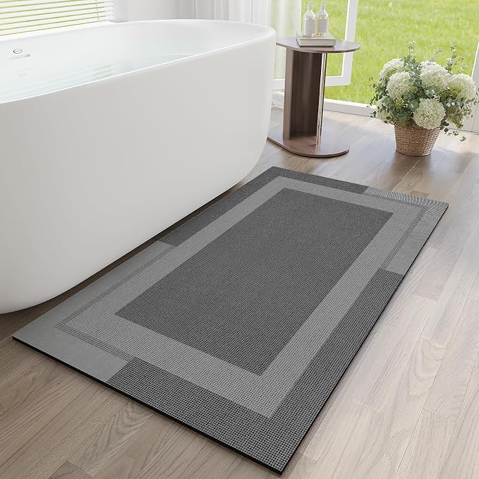 Non Slip Long Bath Mat Bathroom Runner, Rubber Backing Ultra Thin Bathroom Rugs by YDKGL