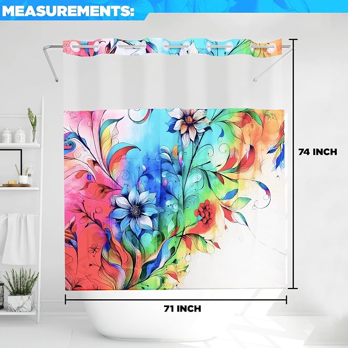 Hookless Boho Floral Shower Curtain - Image 6