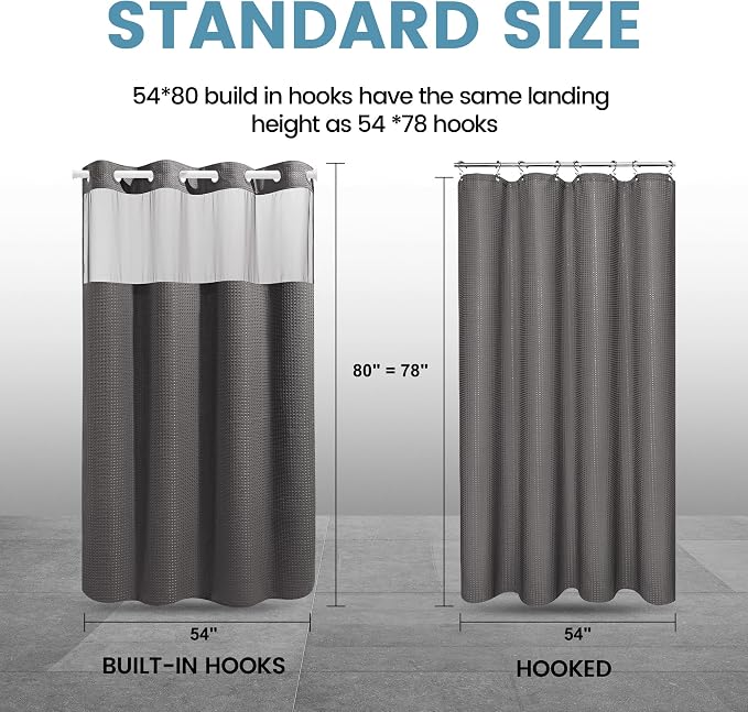 Charcoal Grey Stall No Hook Shower Curtain - Image 7