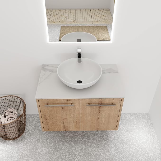 30 Inch Bathroom Vanity with Sink, Modern Wall Mount Floating Bathroom Vanity - Image 3