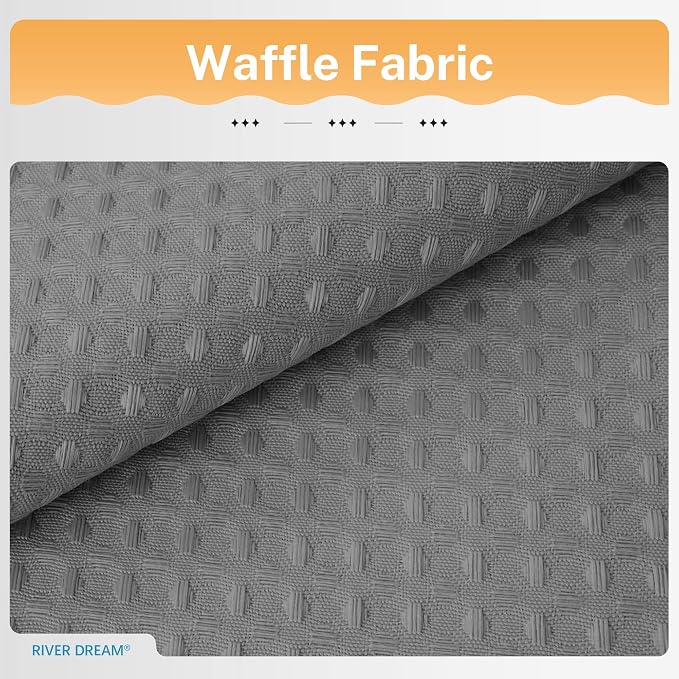 River Dream 3 in 1 Shower Curtain Set, Extra Long Waffle Fabric Shower Curtain - Image 5