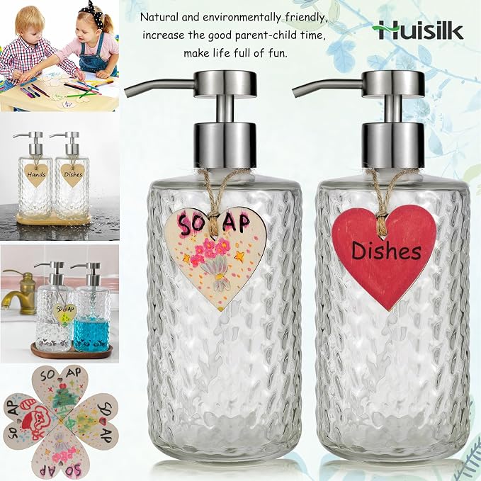 Glass Soap Dispenser Set with Bamboo Tray - Image 4