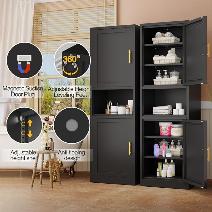 66.93" Tall Narrow Bathroom Cabinet, Steel Corner Floor Cabinet - Image 6