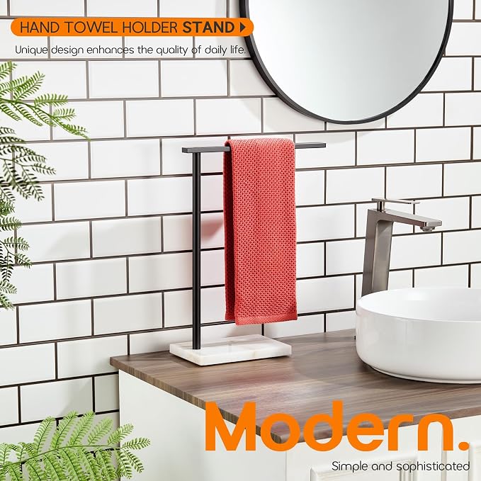 Black Towel Racks Stand 1-Tier Hand Towel Holder - Image 9